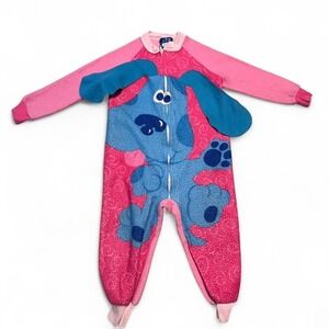Vintage 2000 Blue's Clues Pajamas Fleece One Piece Sleeper Kids Size 4